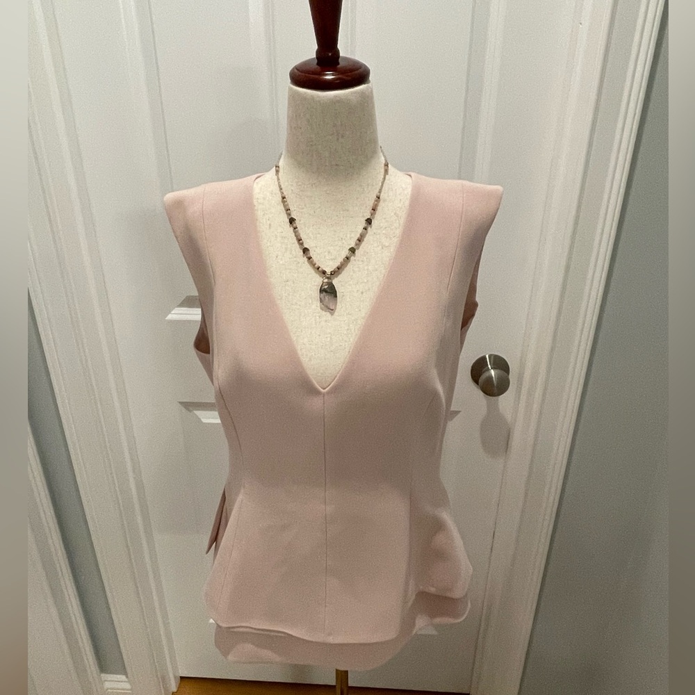 BCBGMaxAzria Jacquelynna Layered Peplum Top, size L